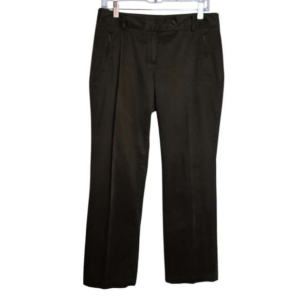 Talbots Pants - Talbots Women's Brown Signature Straight Leg Stretchy Size 8P Zippered Pockets